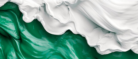Abstract background of white and green colors. Liquid paint. 3D renderingの素材