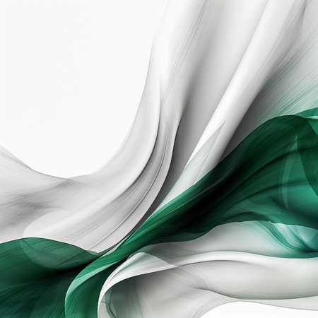 abstract background with smooth lines in green, gray and white colorsの素材