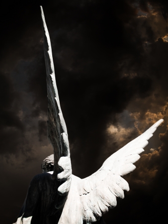 angel and dark skyの写真素材