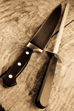 knife and sharpenerの写真素材