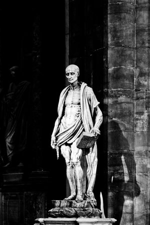 MILAN, LOMBARDY, ITALY - APRIL 07 2014  Duomo Milan St  Bartholomew flayed
