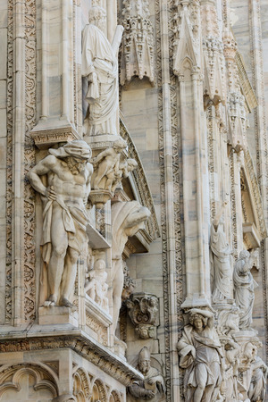 Duomo cathedral of Milan - facade detailの写真素材
