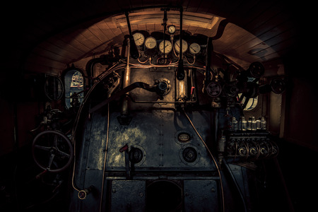 Train locomotive control roomの写真素材