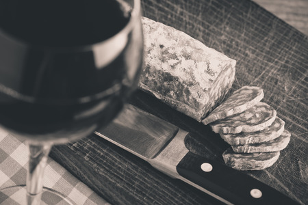 red wine - black and white photoの写真素材