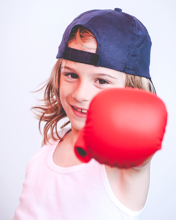 brat child fighter - filtered vintage style photoの写真素材