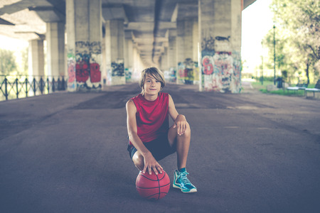 basketball player - vintage style photoの写真素材