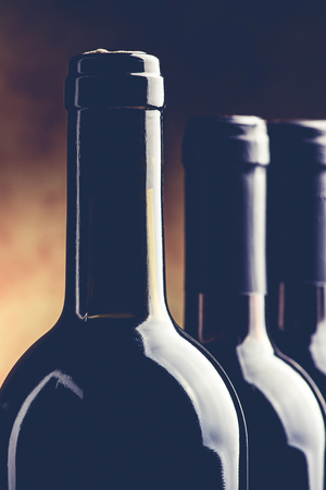 red wine bottlesの写真素材