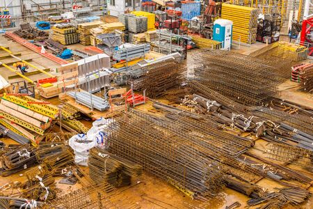 MILAN, ITALY - OCTOBER 25,2019: Construction site of new skyscraper Unipol Headquarter designed by MCA Mario Cucinella Architects at Porta Garibaldi district, Piazza Gae Aulenti. Structure stage.のeditorial素材