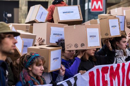 Milan, Italy - November 29: Fridays for Future strike protest, the students strike for the global environmental policy.のeditorial素材