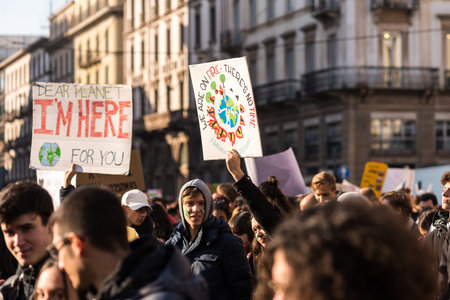 Milan, Italy - November 29: Fridays for Future strike protest, the students strike for the global...