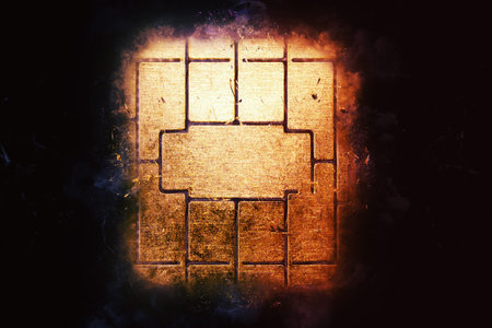 credit card chip on black background