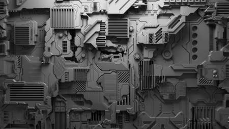 3d illustration of a realistic model of a robot or black cyber armor. Close-up equipment for mining crypto-bitcoin ether. Video cards motherboardsの写真素材