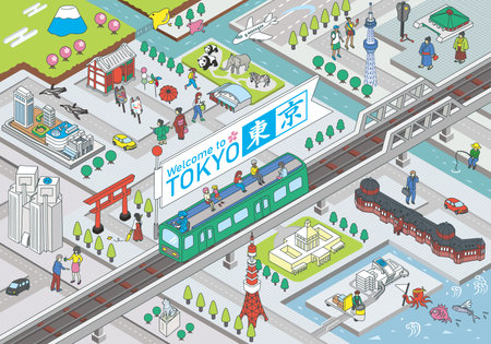 Isometric vector Illustration of TOKYO CITY JAPAN.TOKYO...