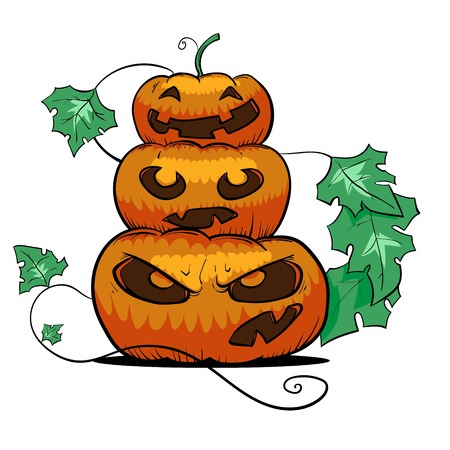 Pyramid of pumpkins Halloween themed illustrationのイラスト素材