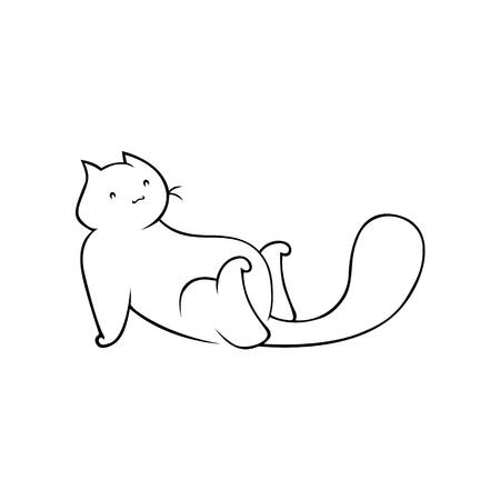 Sitting cat silhouette on whiteのイラスト素材