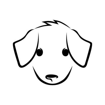 Cute puppy face outline on white backgroundのイラスト素材