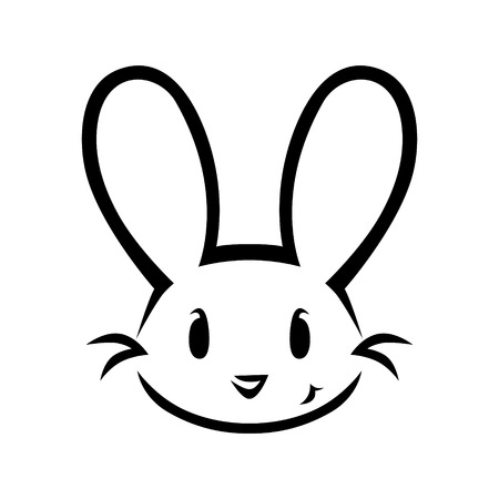 Cute bunny face outline on white backgroundのイラスト素材
