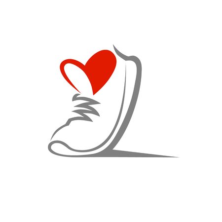 Abstract running shoe symbol, icon. Love sport concept, used for logoのイラスト素材