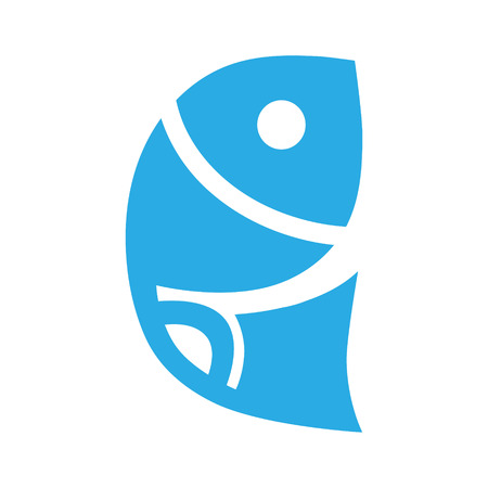 Abstract fish symbol, icon on white background.のイラスト素材