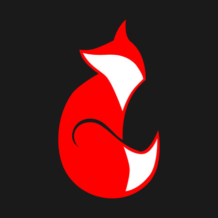 Abstract red fox symbol, icon on black background. Design elementのイラスト素材