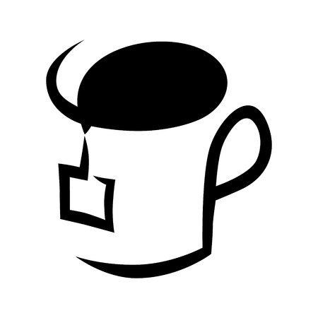 Abstract tea cup symbol, icon on white background. Design elementのイラスト素材