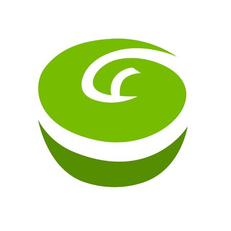 Green apple symbol on white backdrop. Design elementのイラスト素材