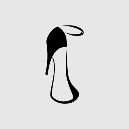 High heeled shoe symbol, icon on gray backdrop. Design elementのイラスト素材