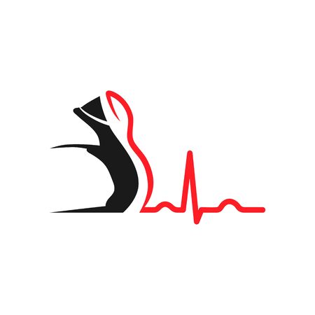 Running shoe symbol with a cardiogram on white backdrop. Design elementのイラスト素材