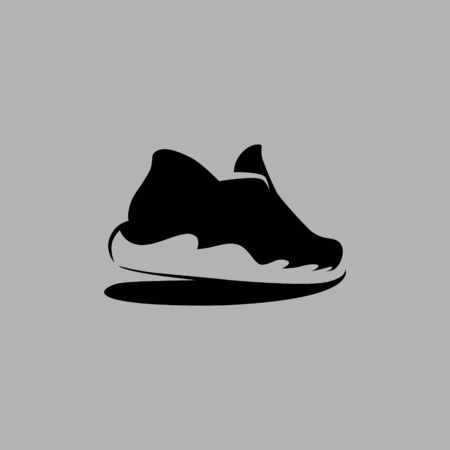 Running shoe symbol on gray backdrop. Design elementのイラスト素材
