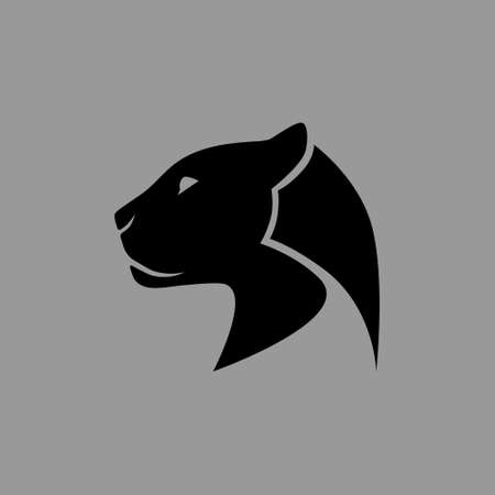 Black panther portrait symbol on gray backdrop. Design elementのイラスト素材