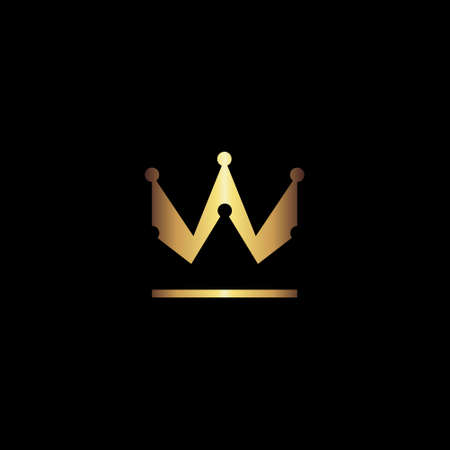 Abstract creative golden crown symbol, icon on black backdrop. Design elementのイラスト素材