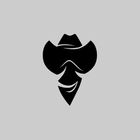 Cowboy masked outlaw portrait symbol on gray backdrop. Design elementのイラスト素材