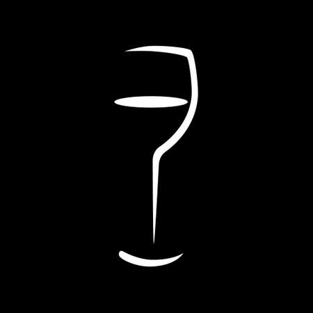 Abstract red wine glass symbol on black backdrop. Design elementのイラスト素材