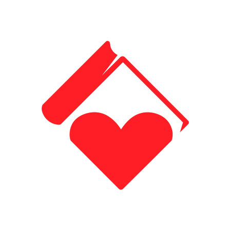 Book and heart symbol on white backdrop. Loving books conceptのイラスト素材