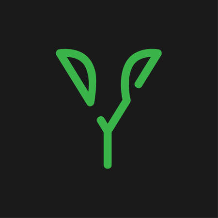 Abstract seedling sprout symbol on black backdrop. Design elementのイラスト素材