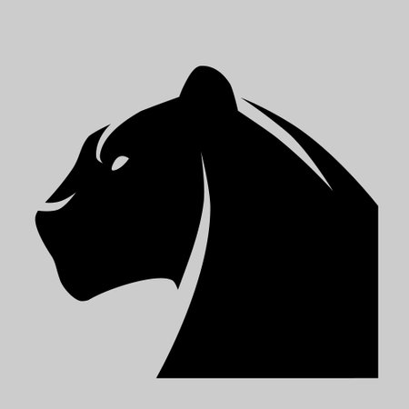 Black panther portrait side view symbol on gray backdrop. Design elementのイラスト素材