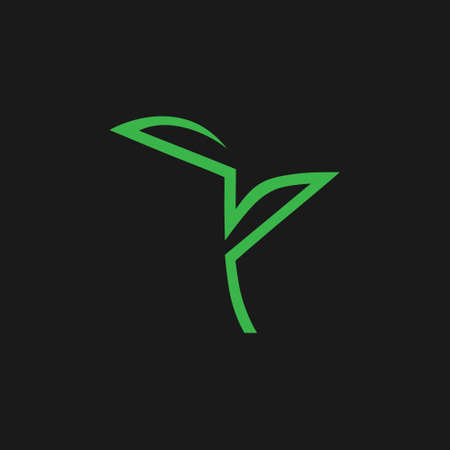 Abstract seedling sprout symbol on black backdrop. Design elementのイラスト素材