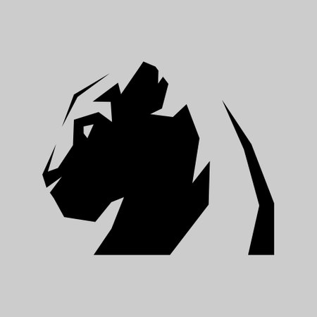 Black panther portrait side view symbol on gray backdrop. Design elementのイラスト素材