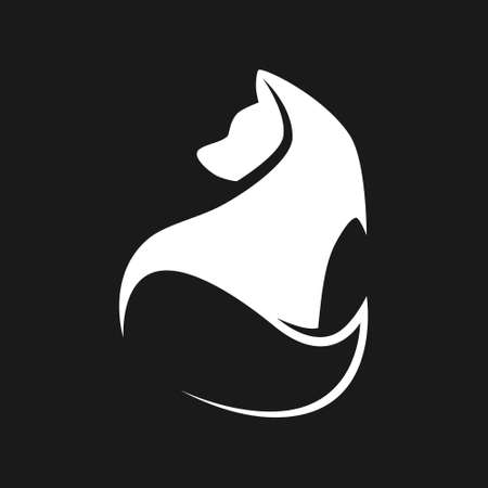 Abstract arctic polar fox symbol on black backdrop. Design elementのイラスト素材