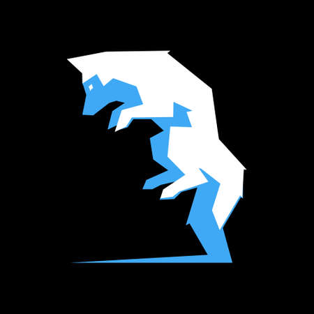 Abstract arctic polar fox hunting symbol on black backdrop. design elementのイラスト素材
