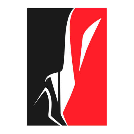 Black and red high heel shoe symbol on white backdrop. design elementのイラスト素材