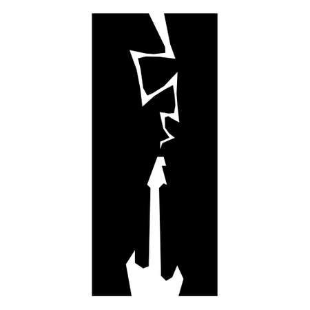 Electric guitar struck by lightning. Black symbol on white background. design elementのイラスト素材