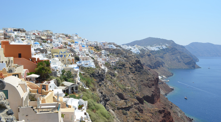 Greek Village of Oia on the Volcano Rim, Santoriniの写真素材