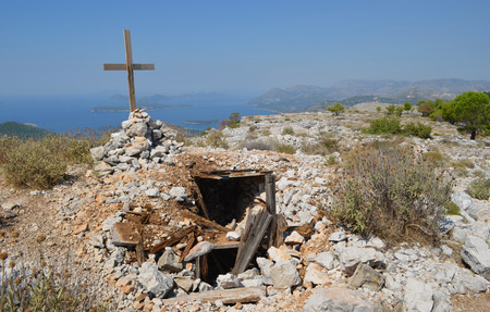 A reminder of the homelands war on the top of mount Srd Dubrovnikのeditorial素材