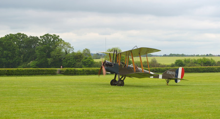 Royal Aircraft Factory B.E.2s landing on airfield.のeditorial素材