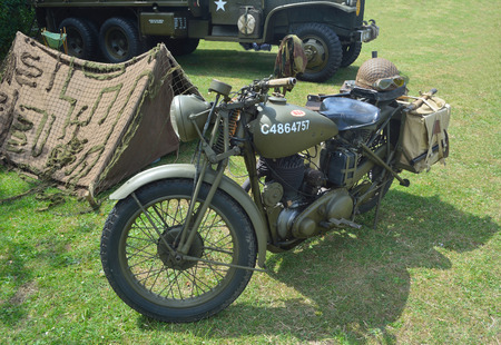 BSA Military motorcycle on show at St Neotsのeditorial素材