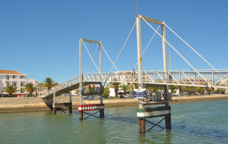The lift bridge at Lagos marina Algarve Portugal.のeditorial素材