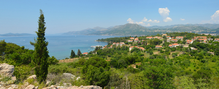 View from the Croatian Island of Kolocep one of the Elafti islands, picture taken from above the little harbour town  of  Donje Celo.の写真素材