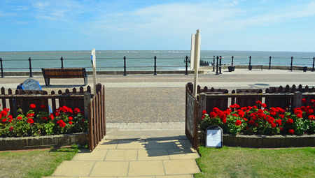 View of Sea and promenade from Gardenのeditorial素材