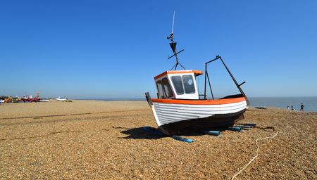 Fishing Boat on Aldeburgh Beach Suffolk Englandの写真素材